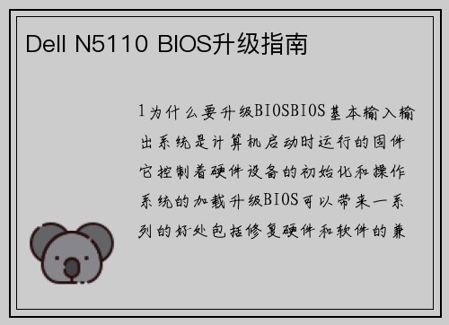 Dell N5110 BIOS升级指南